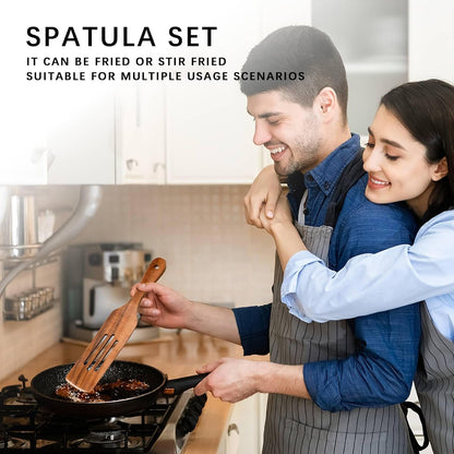 Wooden Spatulas for Cooking, 5-Piece Teak Spurtle Set, Smooth Finish3