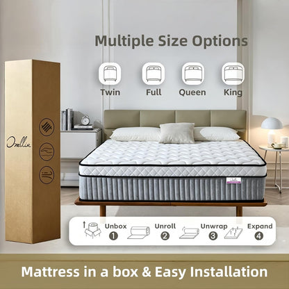 Queen Mattress, 12 Inch Queen Size Mattress,Hybrid Mattresses in a Box with Memory Foam and Individual Pocketed Coil,Certipur-Us,Medium Firm & Pressure Relief7