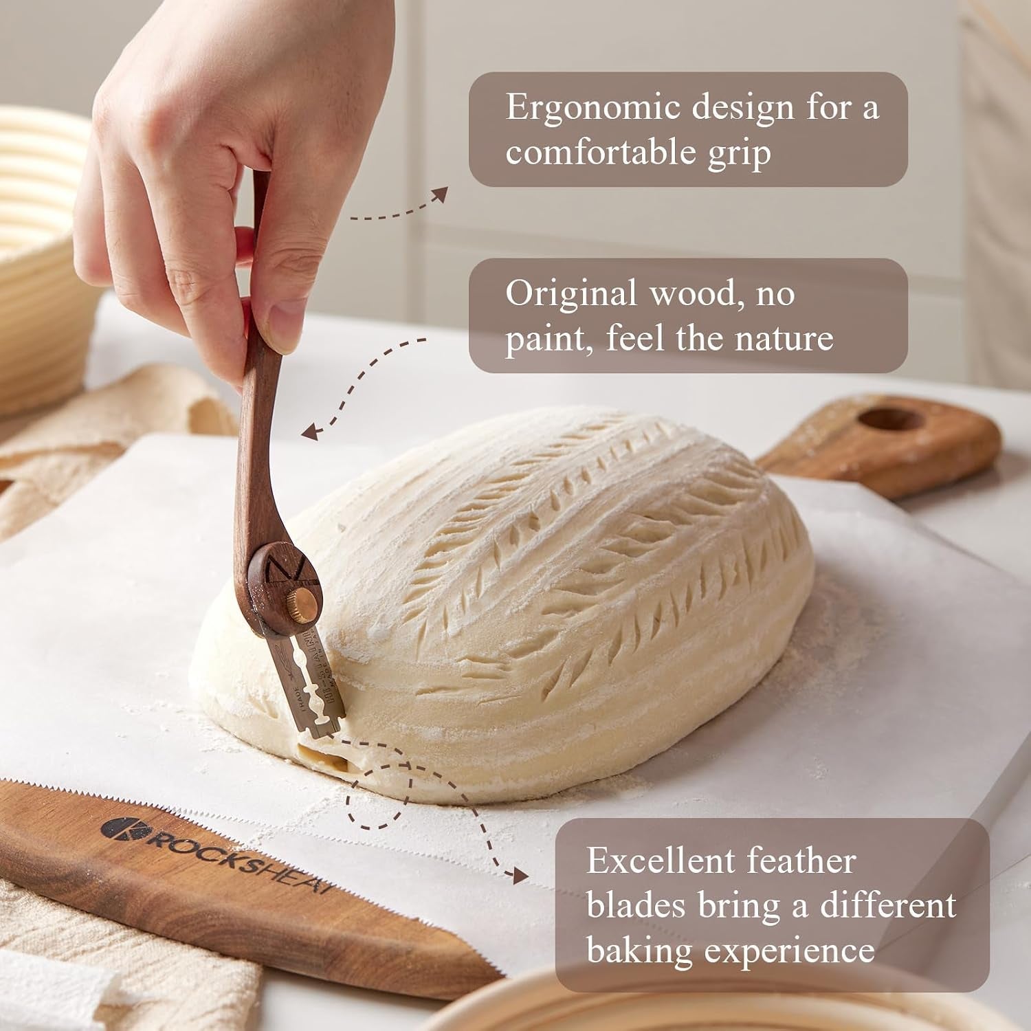 bread-lame-dough-scoring-tool-with-blade-cover-sourdough-scoring-tool-with-5-feather-blades-scoring-knife-for-bread-baking-dexterous-cut-series-lame-bread-tool-elegant