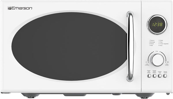 MWRG0901W 0.9 Cu. Ft. Retro Microwave with 1,000W Grill Function, 800W Cooking Power, LED Display, 5 Power Levels, 8 Auto Menus, Glass Turntable, Child Lock, White Countertop Design2