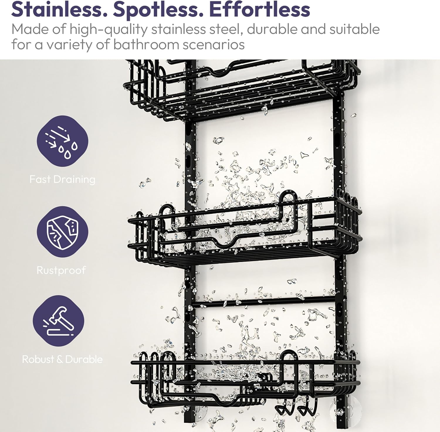 shower-caddy-hanging-organizer-3-tier-rustproof-shower-organizer-over-showerhead-with-adjustable-baskets-24-hooks-soap-razor-holder-no-drill-large-bathroom-storage-rack-black