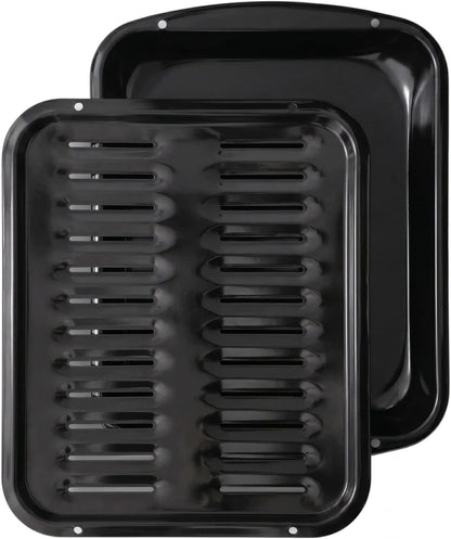 Broiler Pan for Oven Nonstick 16.75” X 13” Porcelain Nonstick Coated - Broiling Pan for Oven Withstands Heat up to 550° F - Heavy Duty Broil Pans and Rack Circulates Heat and Drains Fat (Black)1