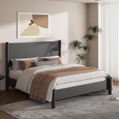 Full Size Modern Minimalist Wood Platform Bed Frame, Black3