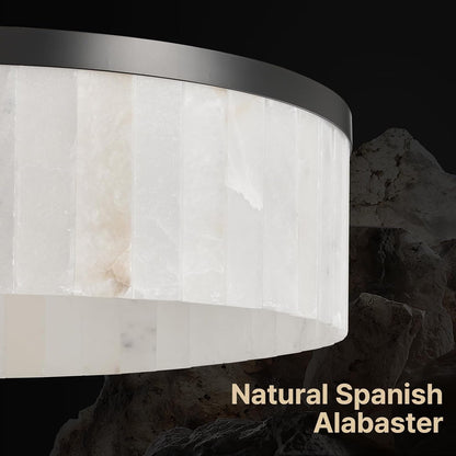 42" round Alabaster Chandelier, Modern Black Marble Light Fixture3