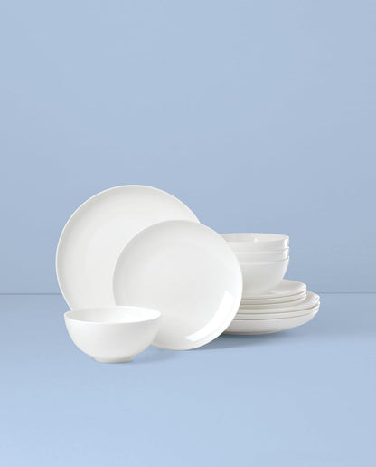 Studio 1414 Coupe Bone China 12-Piece Dinnerware Set for 46