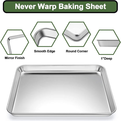 Baking Sheet Tray Cooling Rack with Silicone Baking Mat Set, Stainless Steel Cookie Pan for Oven, Set of 9 (3 Sheets + 3 Racks + 3 Mats), Warp Resistant & Heavy Duty & Easy Clean, Red3