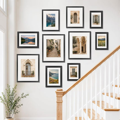 8X10 Picture Frame Set of 6 with Shatter-Resistant HD Plexiglass - Use as 5X7 Frame with Mat or Display 8X10 Photo without Mat - Thin Border Picture Frames for Tabletop Display Black7