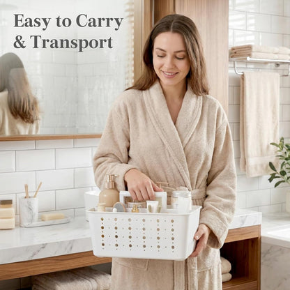 Portable Shower Caddy, Plastic Basket Organizer, 1 Pack, White4
