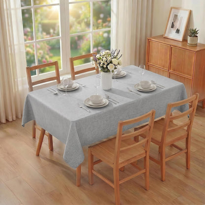 Faux Linen Tablecloth Wrinkle Resistant 52 X 70 Inch - Grey Washable Dust-Proof Rectangle Table Cloth for Kitchen Dining, Outdoor Picnic, Farmhouse Decorative Oblong Table Cover2