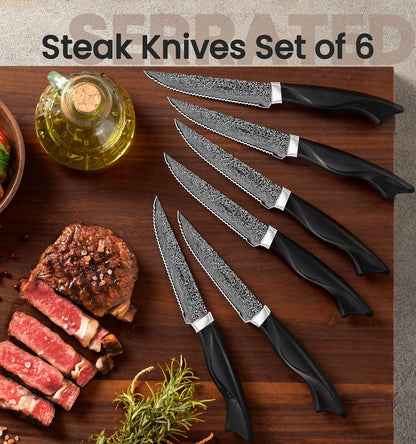 Knife Set, 15 Pieces Kitchen Knife Set with Built in Sharpener, High Carbon German Stainless Steel Knife Block Set, Dishwasher Safe, Fathers Day Gift for Men3