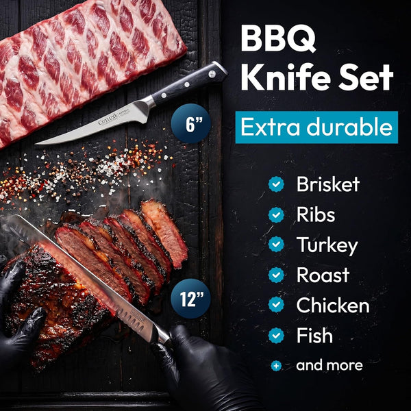 Carving Knife Set for BBQ & Brisket, 12" Slicing & 6" Boning Knife2