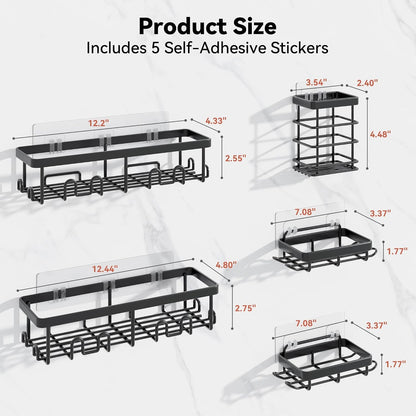 Shower Caddy Adhesive, Rustproof Shower Organizer, Wall Shower Rack7