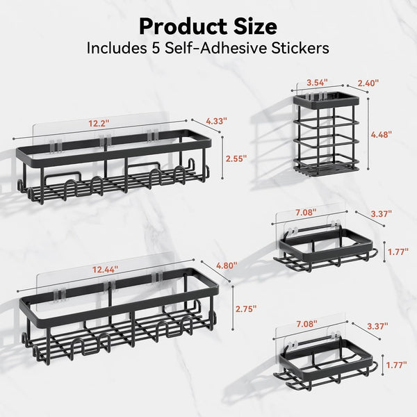 Shower Caddy Adhesive, Rustproof Shower Organizer, Wall Shower Rack7