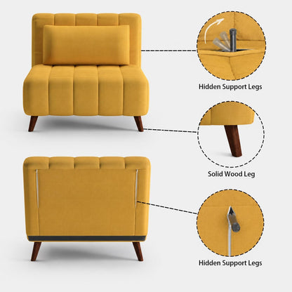 Artdeco Home Generous 40.6" W Sleeper Chair Bed,3In1 Twin Convertible Chair Bed Futon Sofa with Adjustable Backrest, Foldable Twin Chaise Lounge for Small Space Living Room and Apartment (Mustard)4