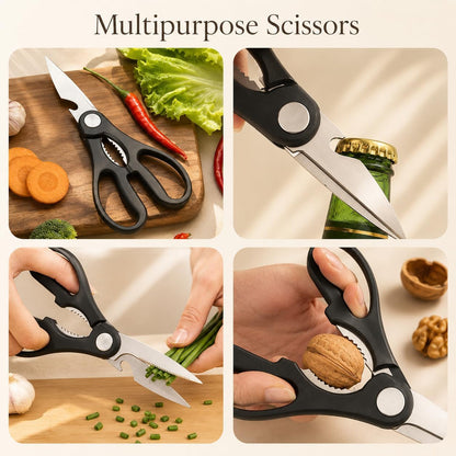 7PCS Kitchen Knife Set,5 Black Stainless Steel Knives with Sheaths, Cutting Board, and a Knife Block,Stainless Steel Kitchen Knives with PP Ergonomic Handle3