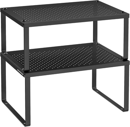 SONGMICS Set of 2 Metal Spice Racks, Stackable Expandable Shelf Risers1