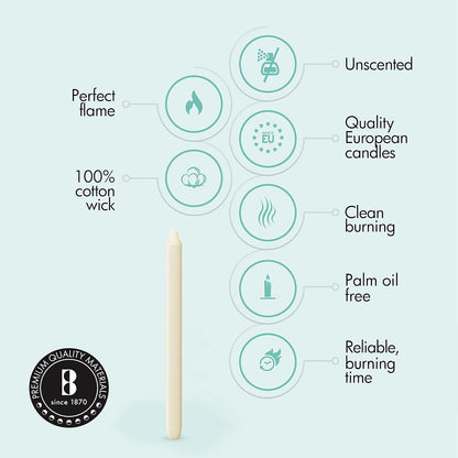 Ivory Candlesticks Bulk Pack 50 Count - Unscented Dripless 11.5 Inch Household & Dinner Candle Set - 12+ Hours - Premium European Quality - Consistent Smokeless Flame - 100% Cotton Wick3