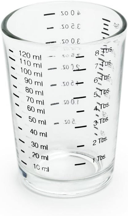 Mini Multi-Purpose Liquid and Dry Measuring Shot Glass, Set of 2, 4-Ounce Cups, Clear, Small3