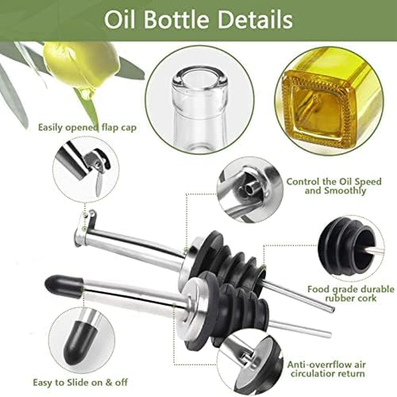 olive-oil-dispenser-bottle-2-pcs-glass-olive-oil-dispenser-and-vinegar-dispenser-set-with-2-stainless-steel-pourers-4-labels-1-brush-and-1-funnel-oil-bottles-for-kitchen-500ml