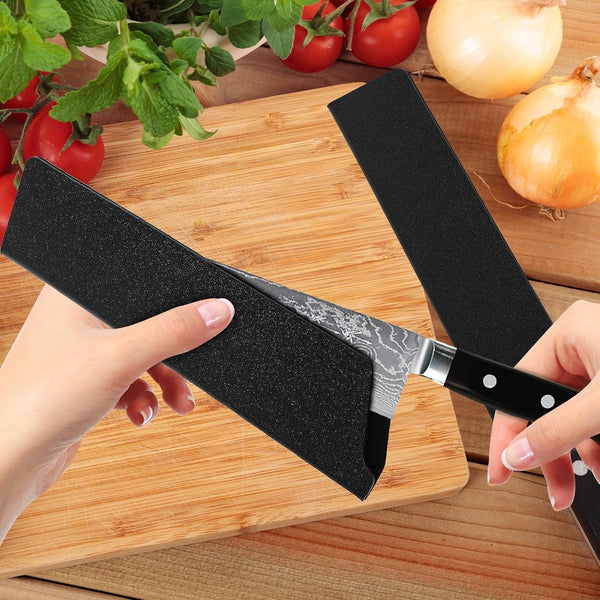2 Pcs Knife Covers or Sleeves 8" X 2.2" Knife Edge Guard Universal Waterproof Kitchen Knife Sheath, Chef Knife Sheath, Plastic Knife Cover for Kitchen Knives, Black4