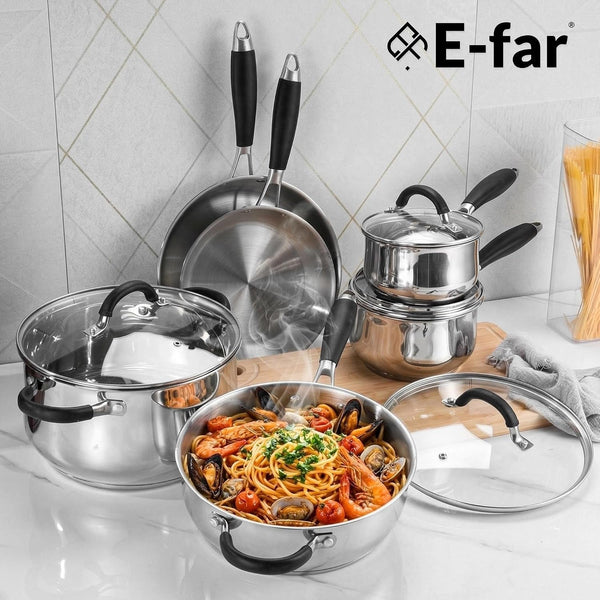10-Piece Stainless Steel Cookware Set - Induction Pots and Pans Set | Tri-Ply Base with Stay-Cool Handles, Dishwasher Safe, Non-Toxic Kitchen Cooking Set W/ Frying Pans, Saucepans, Stockpot6