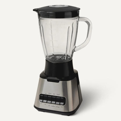 Powerful 700W Countertop Blender with 6-Cup (50 Fl. Oz) Glass Jar, 6 Pre-Programmed Functions, Ice Crush, Stainless Steel Blades, Black & Silver6