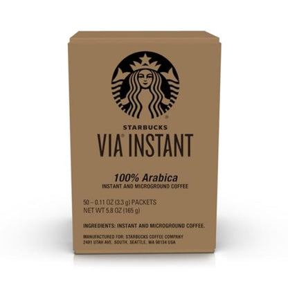Starbucks via Instant Coffee, Dark Roast Coffee, Italian Roast, 100% Arabica, Single-Serve, 1 Box (50 Packets) | 100% Arabica Instant Coffee Packets; Italian Roast Dark Roast; 1 Box, 50 Packets8
