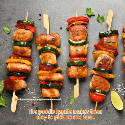200PCS Bamboo Skewers for Appetizers, 6 Inch Long Flat Cocktail Picks | Fancy Toothpicks for Appetizers, Paddle Wooden Skewers, Party Food Sticks, Drinks Fruit BBQ, Charcuterie Accessories3