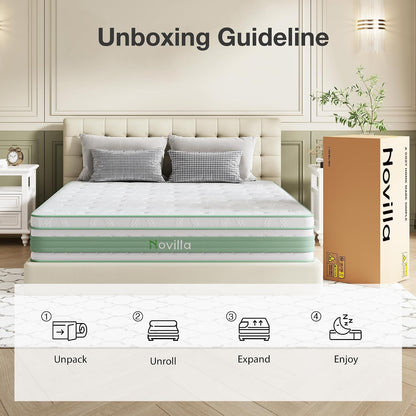 King Size Mattress 14 Inch, Hybrid Mattress in a Box|Gel Memory Foam & Individual Pocket Springs, Medium Firm, Motion Isolation, Cool Sleep & Pressure Relief, Certipur-Us6