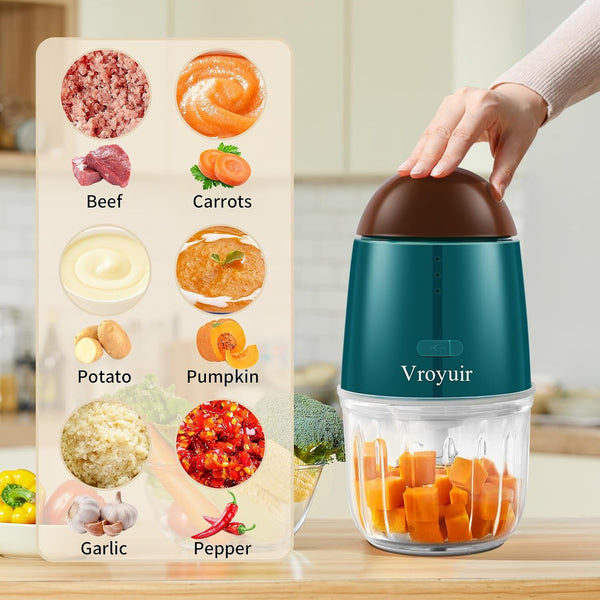 Mini Food Processor, Cordless Small Food Chopper & Blender, Dishwasher Safe | for Meat,Vegetables,Fruit – 200W Portable,6 Sharp Blades–1.3 Cup (10 Oz) Glass Container, Compact Kitchen Gadget2