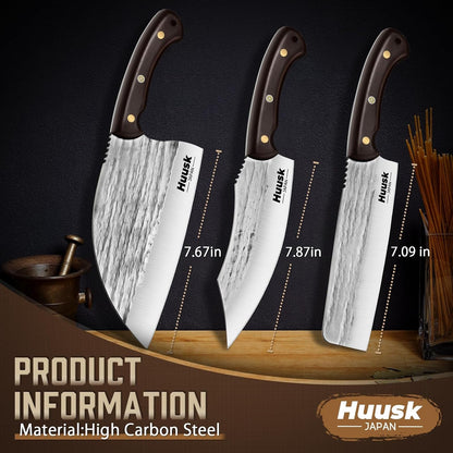 3PCS Hand Forged Butcher Knife Set for Meat Cutting, Gifts for Men7
