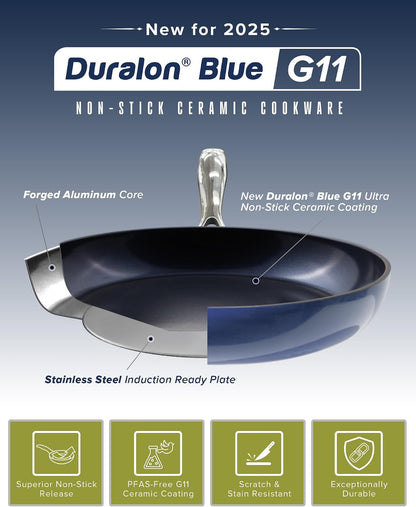 Healthy G11-Pots and Pans Set Non Stick, Works on All Stovetops | 9H Near-Diamond Hardness Scratch-Resistant, PFAS Free, with Frying Pans, Saucepans & Glass Lids, Stay-Cool Handles, Cool Gray2