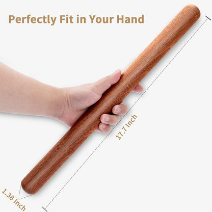 French Rolling Pin for Baking,17.7 Inches Wooden Dough Roller, Brown | Thickened Classic Kitchen Utensil, Great for Fondant, Pizza, Pie Crust, Cookie & Pastry Making for Home Baking Use2