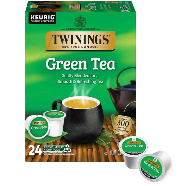 Green Tea K-Cup Pods for Keurig, 24 Count (Pack of 1), Smooth Flavour, Enticing Aroma, Caffeinated, Enjoy Hot or Iced | Pure, Smooth, Fresh & Aromatic Green Tea, Naturally Caffeinated, 24 K-Cups, for Single- Serve Brewers, Enjoy Hot or Iced1