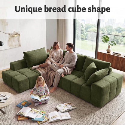 116" Modular Boneless Couch for Living Room, Modern Sectional Chenille Sofa with Oversized Deep Seat,Cloud Couch with L-Shape Chaise,No Assembly Required,Green8