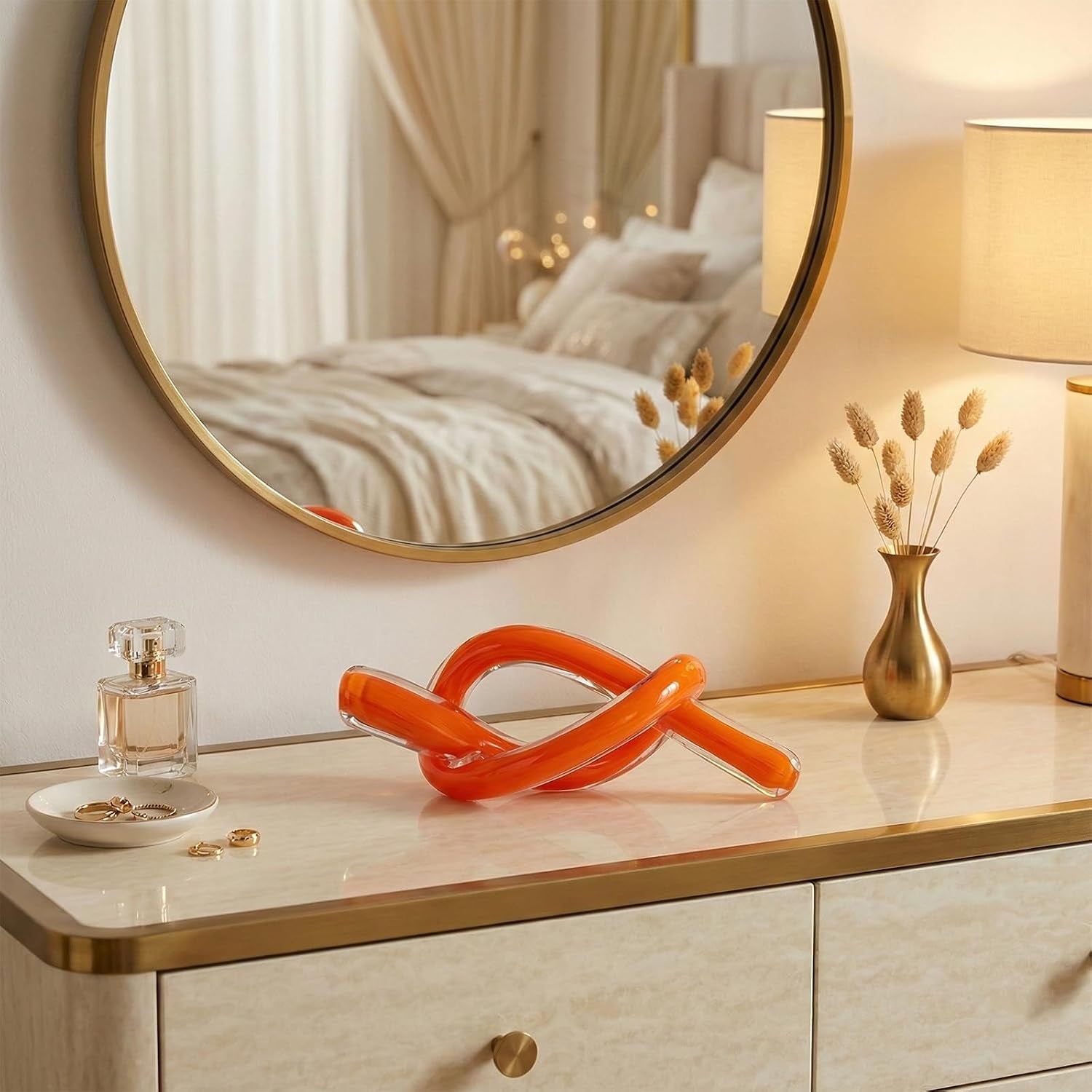 orange-abstract-glass-knot-sculpture-hand-blown-glass-decor-for-coffee-table-tv-cabinet-shelf-or-mantel-accent-modern-knot-art-for-coastal-living-room-tabletop-knick-knacks