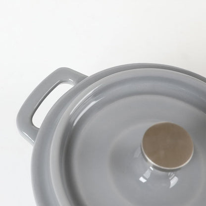Enameled Cast Iron Mini Dutch Oven Cocotte Saucepan with Lid 270Ml/9.13Oz/1.08Cups Gray Set of 25