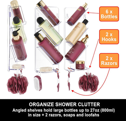 Adhesive Rustproof Shower Caddy, No Drill, Easy Clean Shelves2