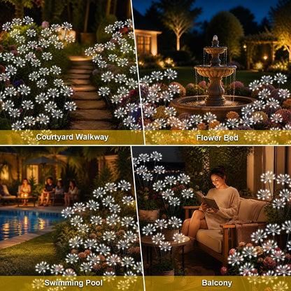 Solar Garden Lights Outdoor, Upgraded Solar Swaying Starburst Light Waterproof with 2 Modes, Solar Fairy Firework Lights for Yard Patio Pathway Flowerbed Balcony Garden Decoration (White, 2 Pack)6