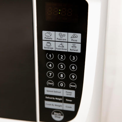 MO1450TW Microwave Oven 1000-Watts Compact with 9 Pre-Set Cooking Settings, Speed Defrost, Electronic Control Panel and Glass Turntable, 1.4 Cu.Ft., White3
