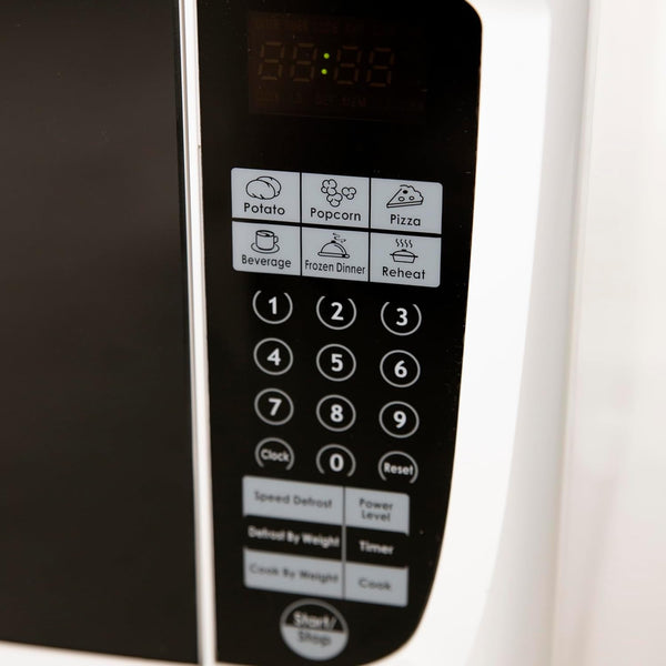 MO1450TW Microwave Oven 1000-Watts Compact with 9 Pre-Set Cooking Settings, Speed Defrost, Electronic Control Panel and Glass Turntable, 1.4 Cu.Ft., White3
