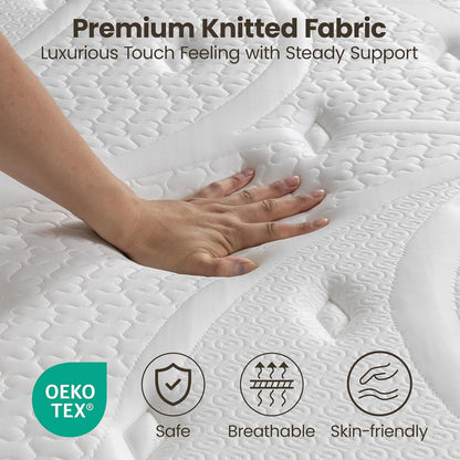 Firm Cooling Mattress - Deep Sleep Hybrid Mattress for Pain Relieving - Bed in a Box for Back & Side Sleepers - Certipur-Us Certified, 365-Night Trial, Forever Warranty (White, King, 14'' Firm)2
