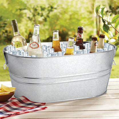 2 Pack 4 Gallon Galvanized Tub Ice Buckets for Parties Portable Beverage Tub with Handles Champagne Bucket Metal Ice Buckets for Cocktail Bar with Ice Scoop4