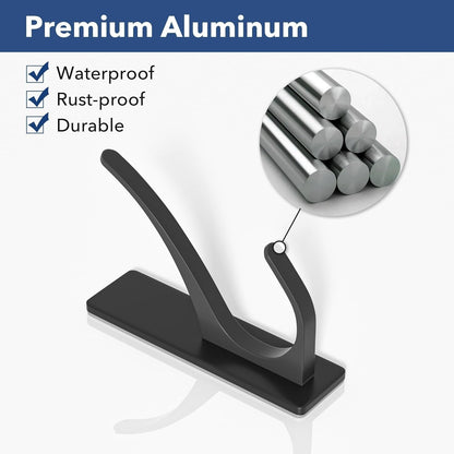 Matt Black Self-Adhesive Hook, 13LB Hanger for Coat/Towel, 4-Pack6