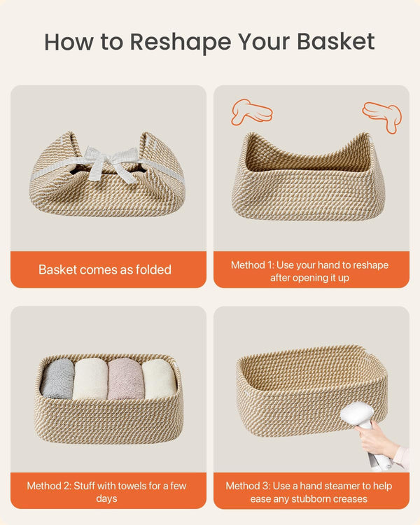Small Woven Storage Basket for Organizing, 12 X 8 X 4.5 Inch, 3 Pack8
