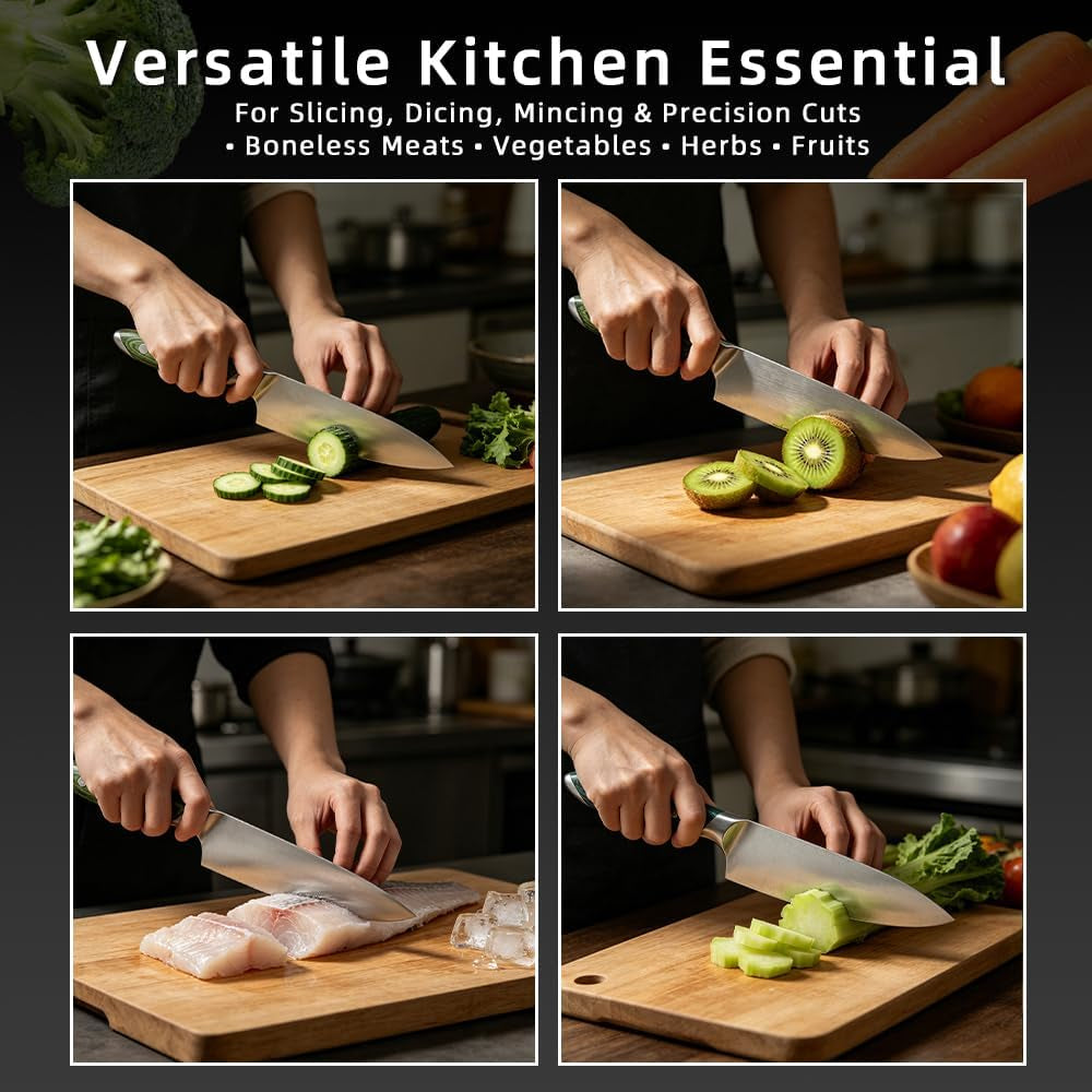 8-inch-stainless-steel-kitchen-chef-knife-green-pakkawood-handle