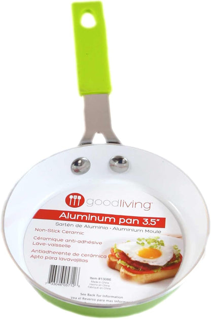 3.5" Fast-Heating Aluminum Single-Egg Pan, Colors Vary, 1-Pack, Non-Stick Ceramic, Aluminum Frying Pan, Great for Pancakes, French Toast, Eggs, Omlets, and Much More1