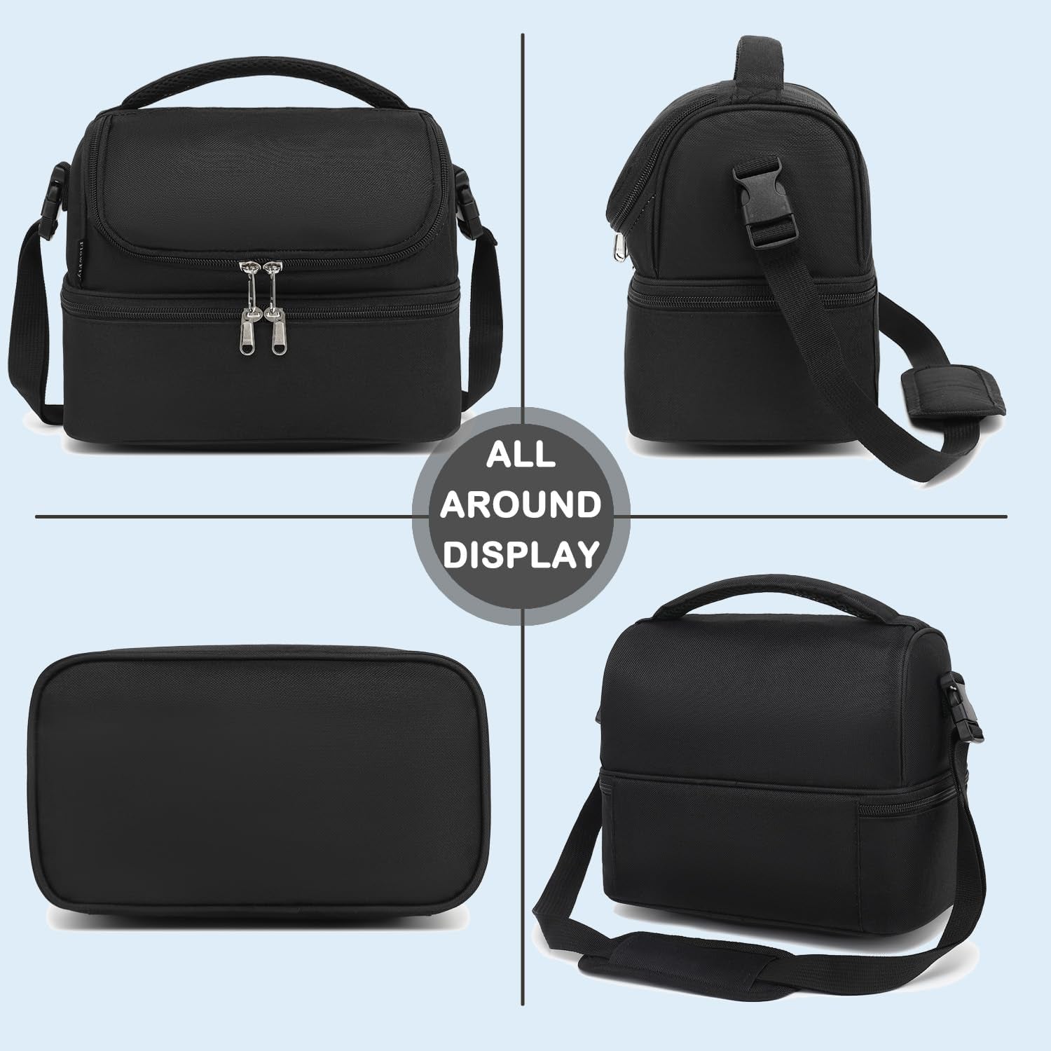 double-decker-cooler-insulated-lunch-bag-large-tote-for-boys-girls-men-women-with-adjustable-strap-black