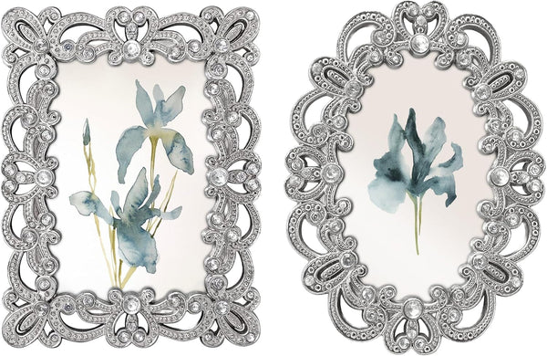 Vintage Silver Mini Frame Set/Set of 2 / 2X3 in | for Tabletop Display | Perfect for Home Decor, Xmas, Wedding, Graduation, or Milestone Photos W/Gift Box1