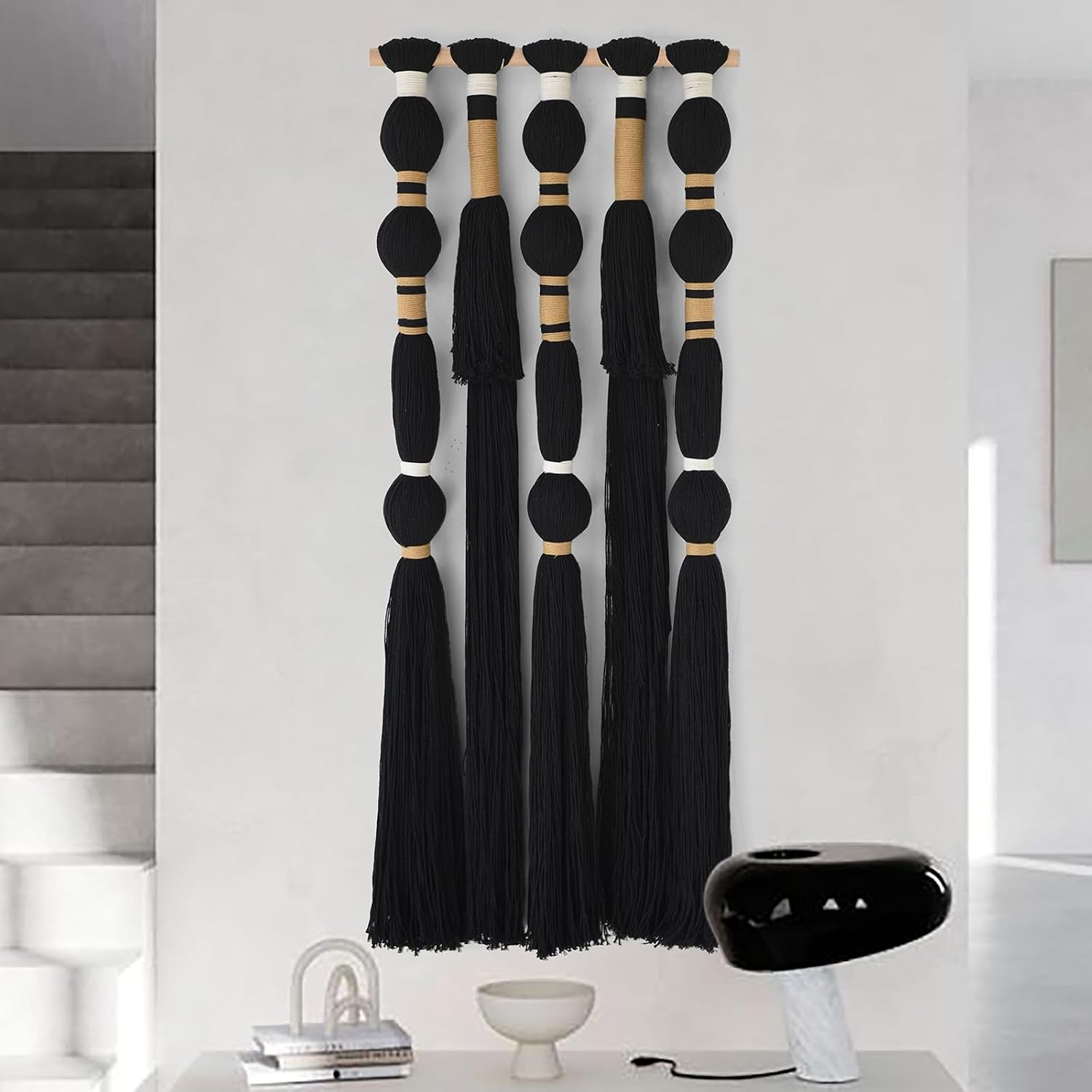 macrame-wall-hanging-black-spherical-tassel-geometric-wall-art-15-7w-39l-black-wall-art-boho-style-piece-modern-home-accent-bedroom-hanging-decor-for-living-room-apartment-interior-touch